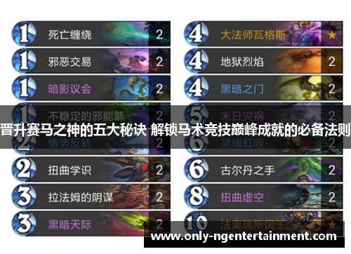 晋升赛马之神的五大秘诀 解锁马术竞技巅峰成就的必备法则