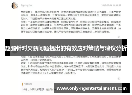 赵鹏针对欠薪问题提出的有效应对策略与建议分析 赵鹏针对欠薪问题提出的有效应对策略与建议分析